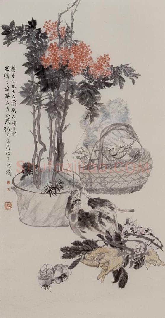 清 任伯年 《岁朝图》 书画作品