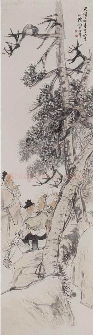 清 任伯年 《人物四条屏》 书画作品