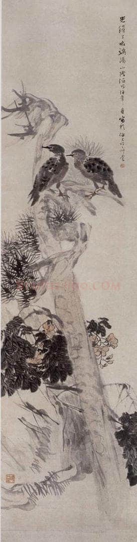 清 任伯年 《松鸠图》 书画作品