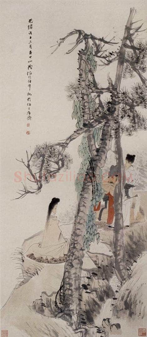 清 任伯年 《玉局参禅图》 书画作品