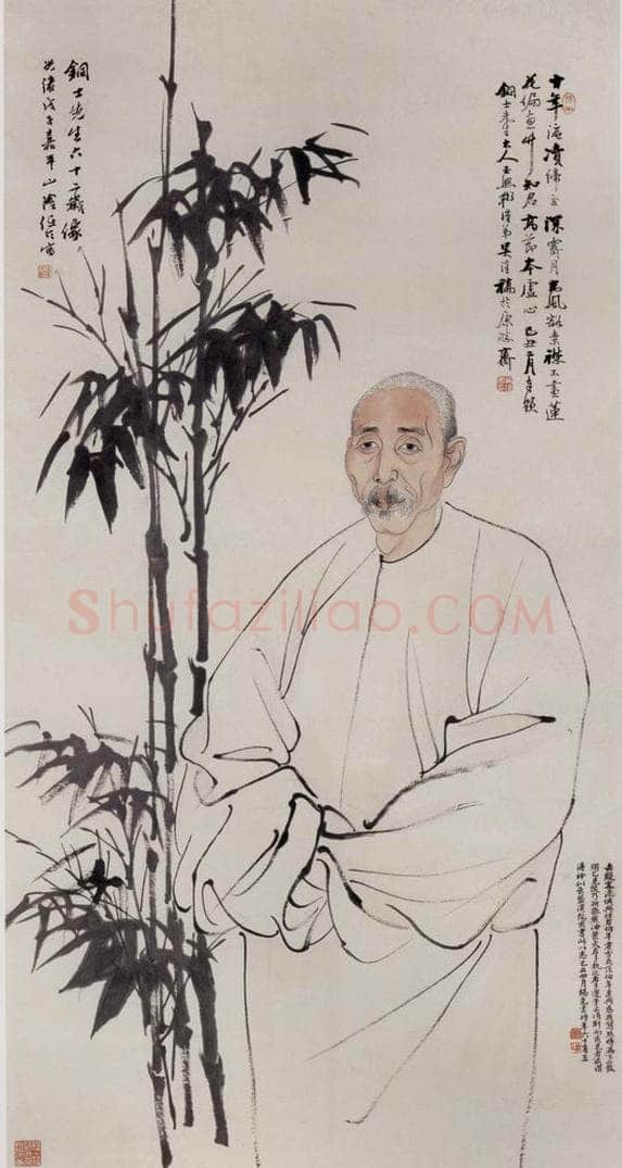 清 任伯年 《岑铜士肖像》 书画作品
