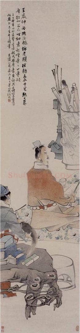 清 任伯年 《仿陈老莲人物图》 书画作品