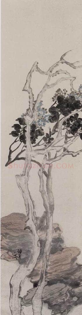清 任伯年 《橘林紫藤图》 书画作品