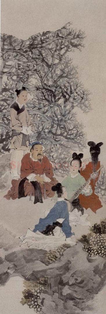 清 任伯年 《东山丝竹图》 书画作品