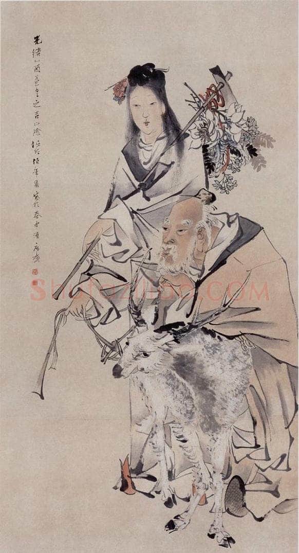 清 任伯年 《献寿图》 书画作品