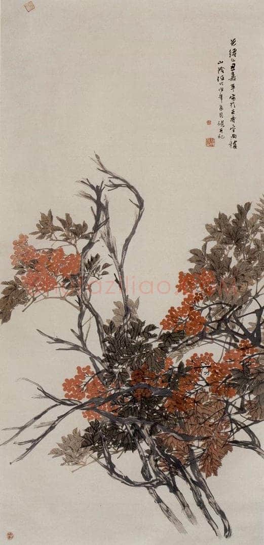 1889年 任伯年 《天竹图》 书画作品