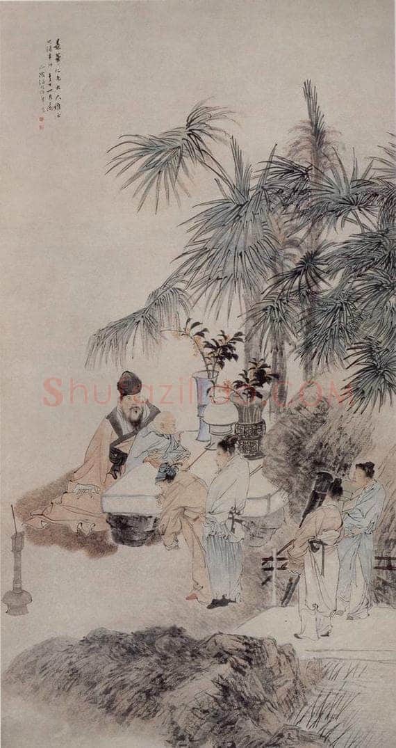 1891年 任伯年 《丹桂五芳图》 书画作品
