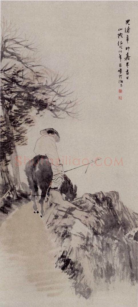 1891年 任伯年 《骑驴人》 书画作品