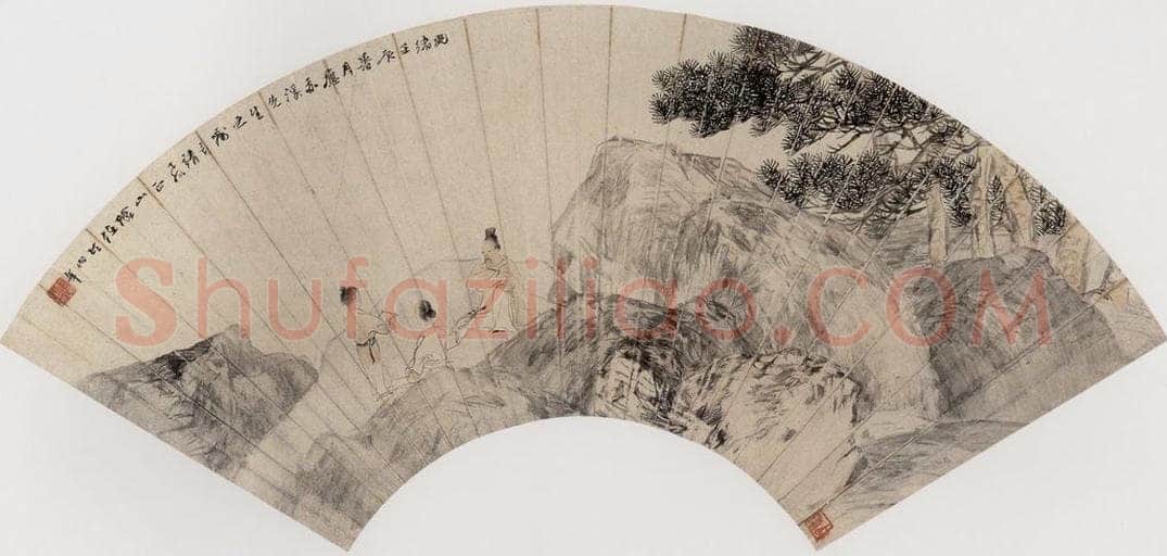 1892年 任伯年 《松坡伎乐图》 书画作品