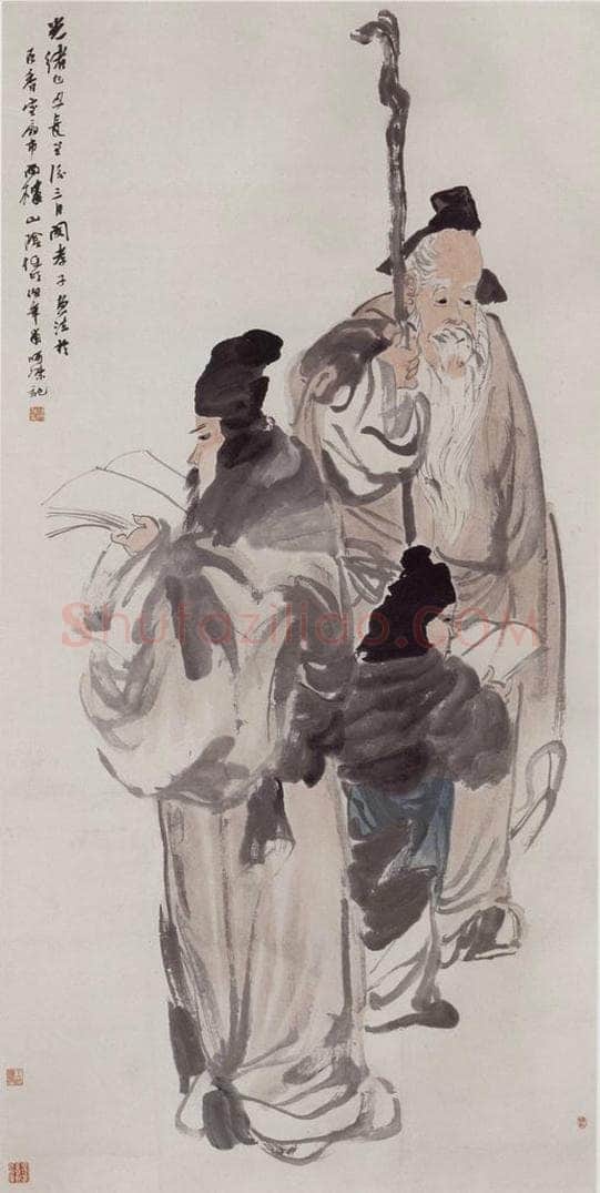1889年 任伯年 《世代书香》 书画作品