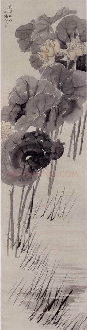 1893年 任伯年 《荷花图》 书画作品