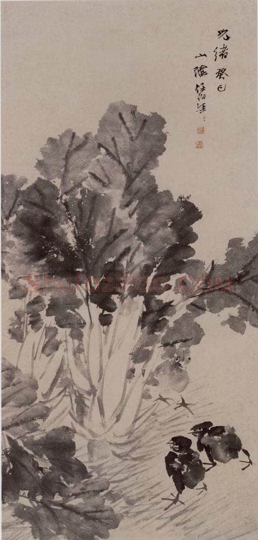 1893年 任伯年 《群鸡图》 书画作品
