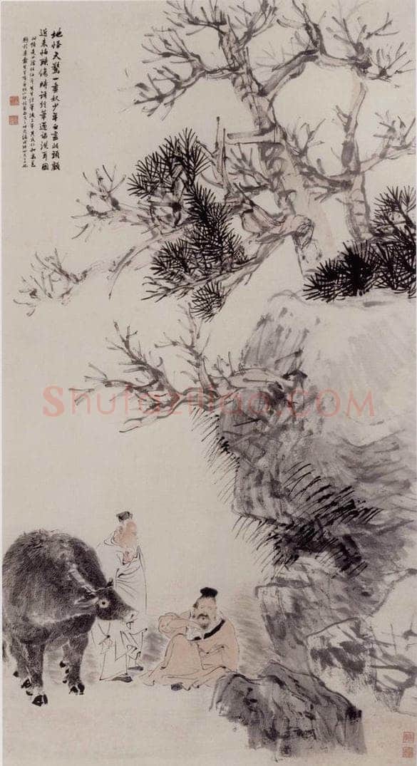清 任伯年 《洗耳图》 书画作品