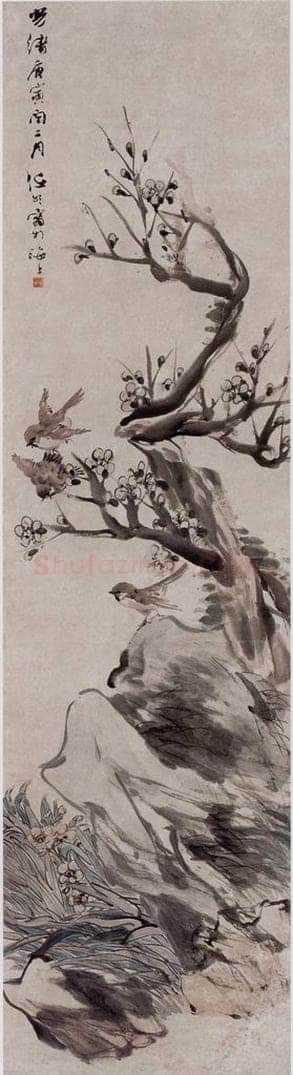 1890年 任伯年 《花鸟四条屏》 书画作品