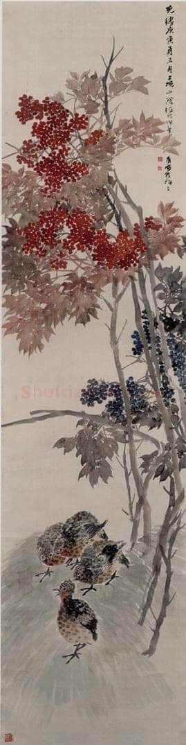 1890年 任伯年 《花鸟四条屏》 书画作品