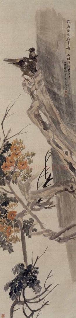 1890年 任伯年 《花鸟七条屏》 书画作品