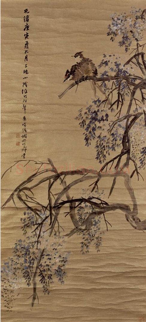 1890年 任伯年 《花鸟四条屏》 书画作品