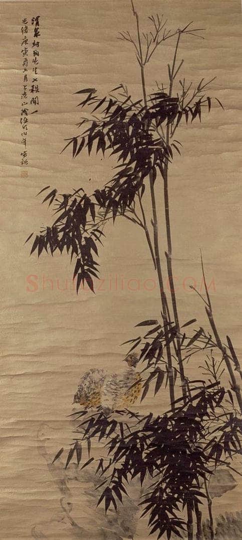 1890年 任伯年 《花鸟四条屏》 书画作品