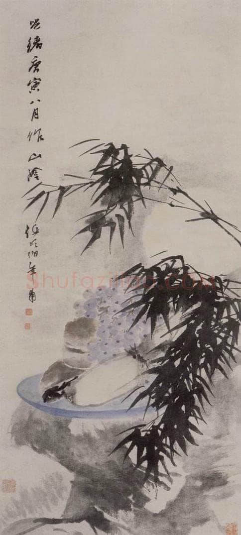 1890年 任伯年 《中秋赏月图》 书画作品