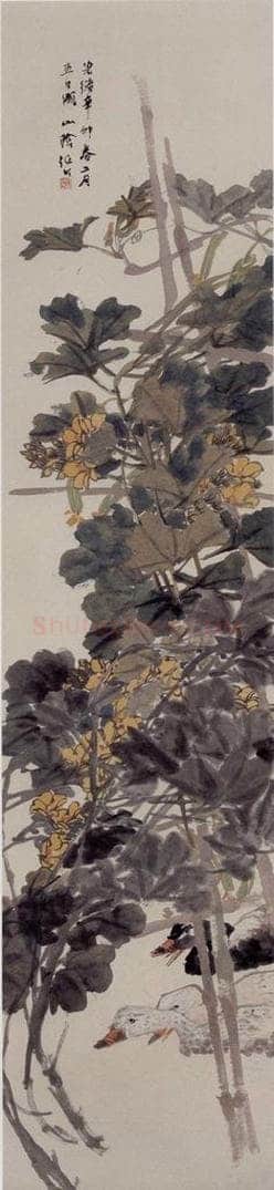 1891年 任伯年 《花卉禽鸟四条屏》 书画作品
