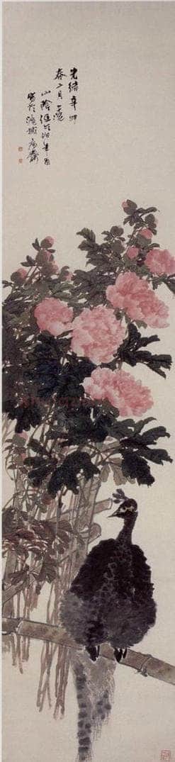 1891年 任伯年 《花卉禽鸟四条屏》 书画作品