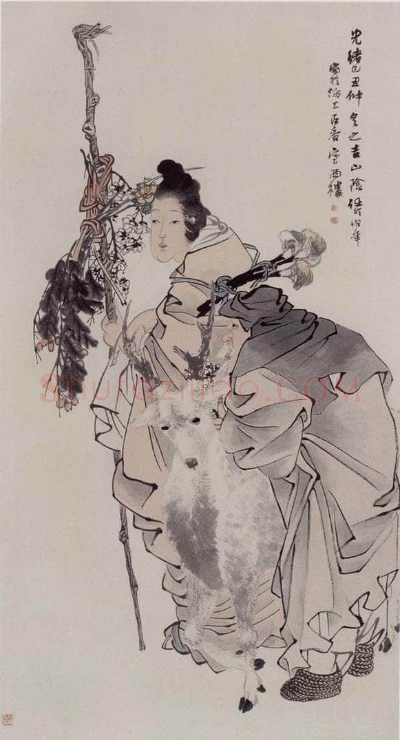 1889年 任伯年 《麻姑献寿图》 书画作品
