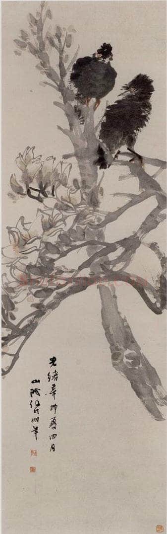 1891年 任伯年 《花鸟四条屏》 书画作品