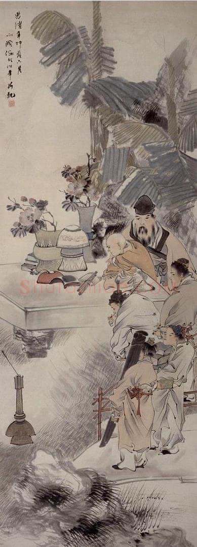 1891年 任伯年 《丹桂五芳图》 书画作品