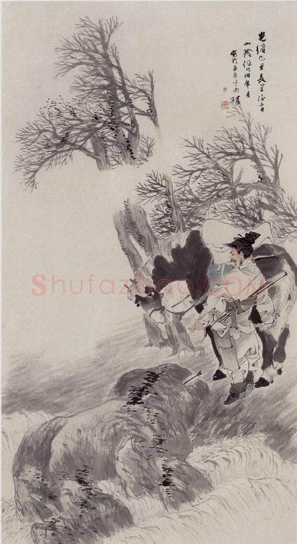 1889年 任伯年 《试箭图》 书画作品