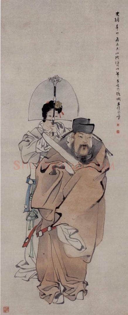 1891年 任伯年 《侍女入朝图》 书画作品