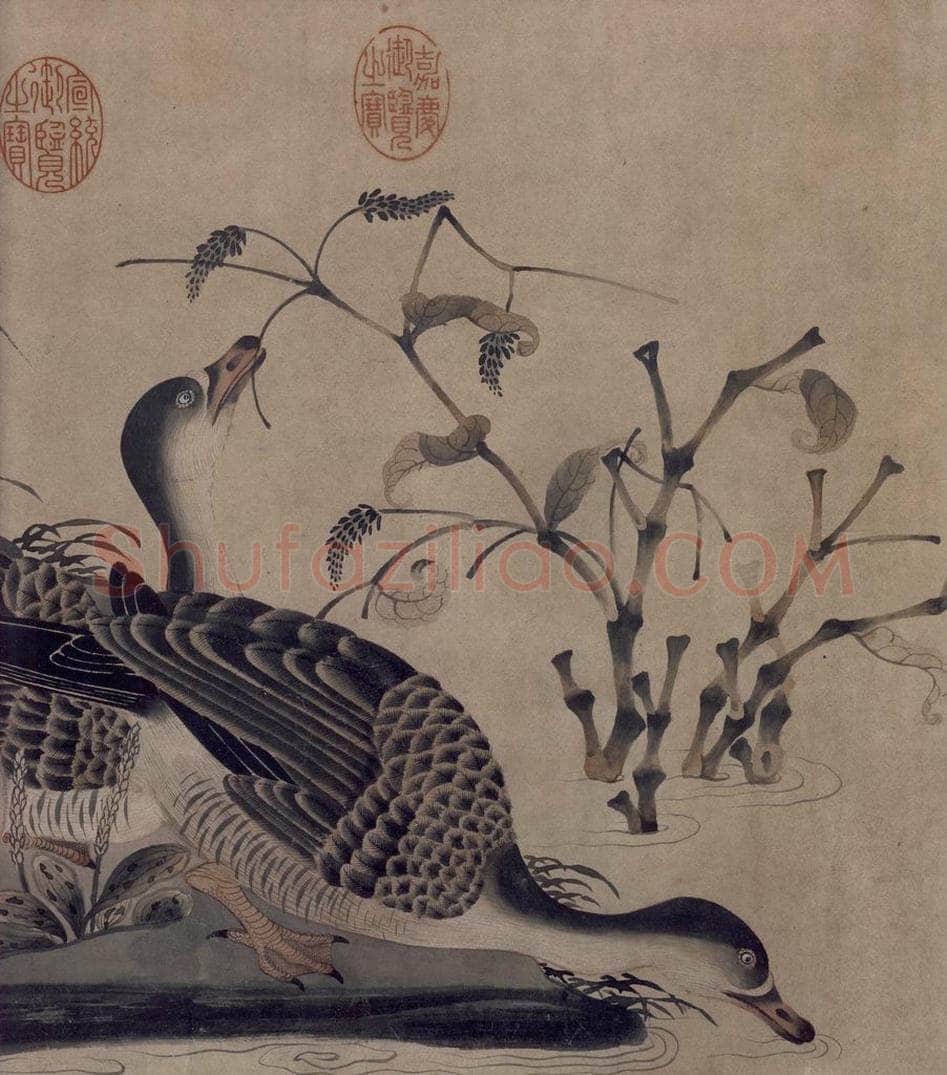 宋 赵佶 柳鸦芦雁图 书画作品
