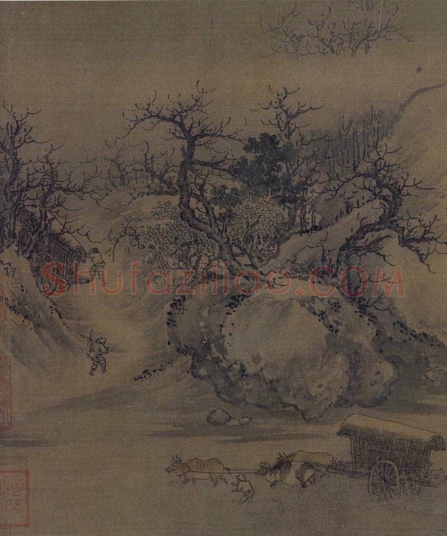 宋 朱锐 溪山行旅图 书画作品