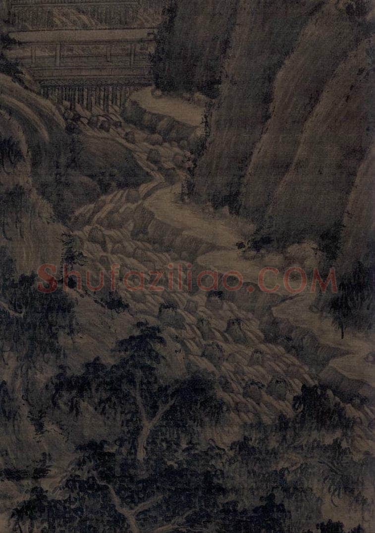 宋 巨然（传） 万壑松风图 书画作品
