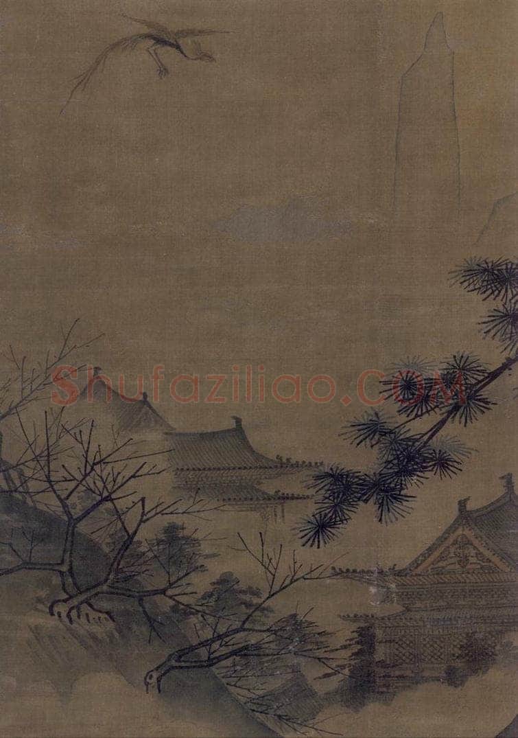 宋 佚名 《山楼来凤图》 书画作品
