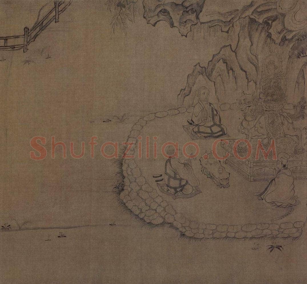宋 佚名 《莲社图》 书画作品