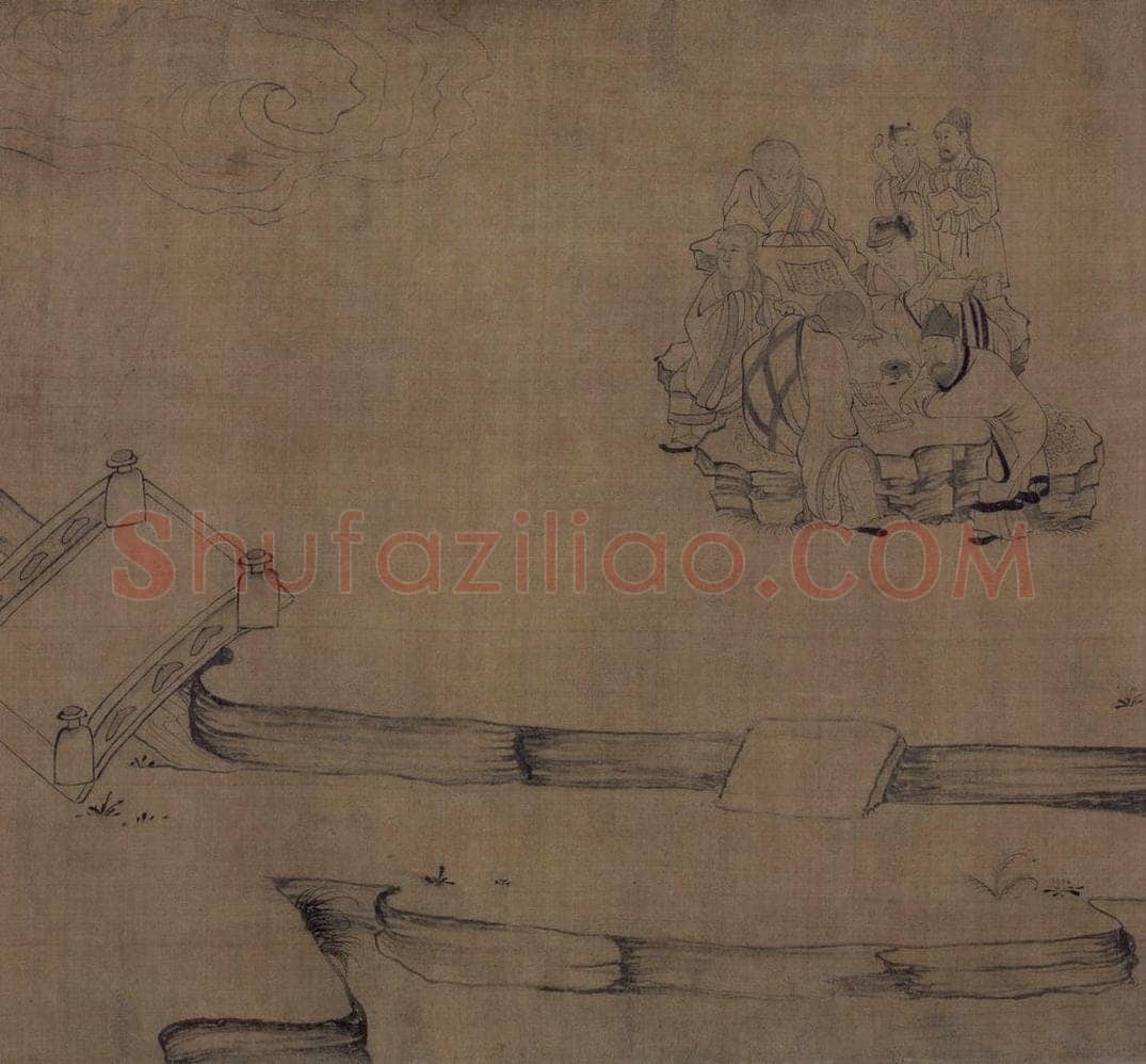宋 佚名 《莲社图》 书画作品