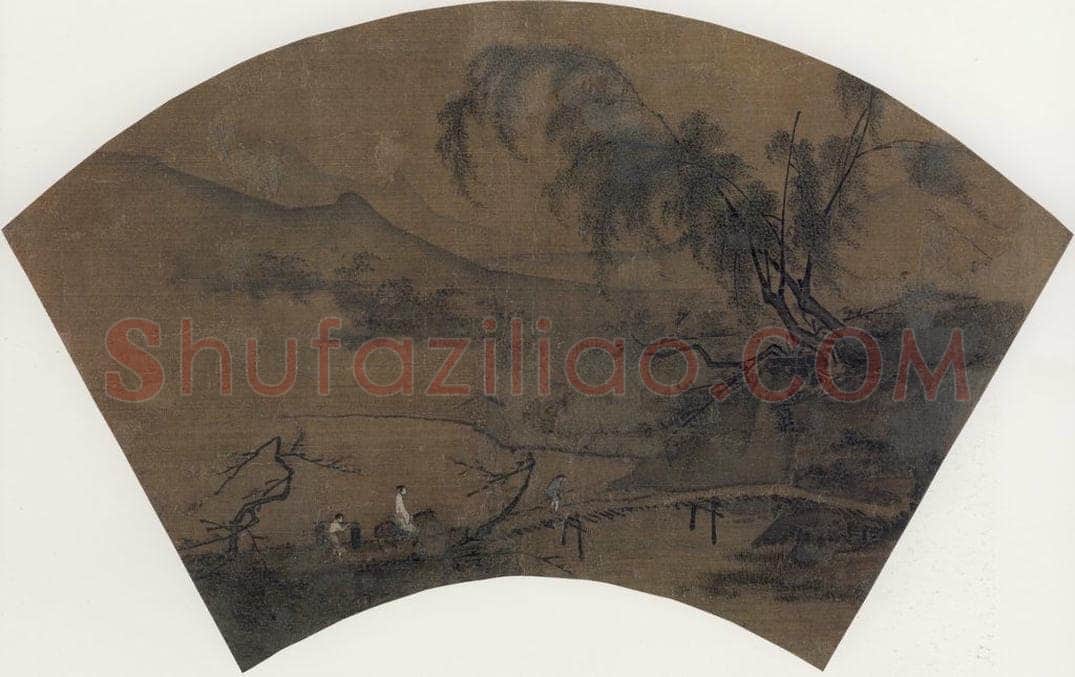 宋 佚名 《溪桥归骑图》 书画作品