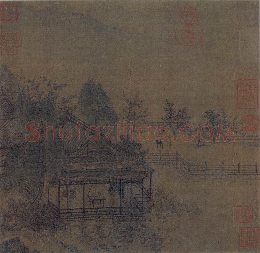 宋 佚名 《木阁纳凉图》 书画作品