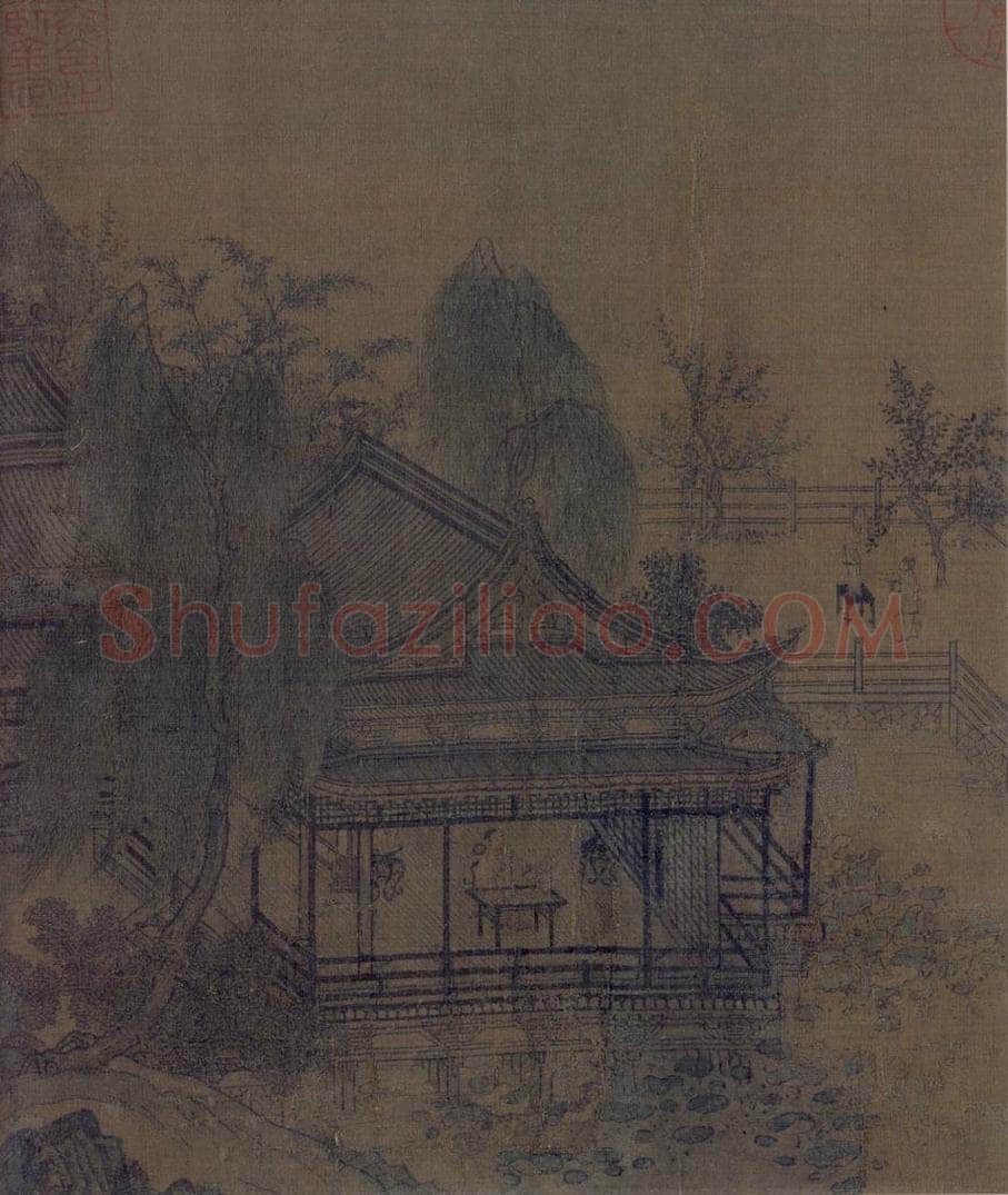 宋 佚名 《木阁纳凉图》 书画作品