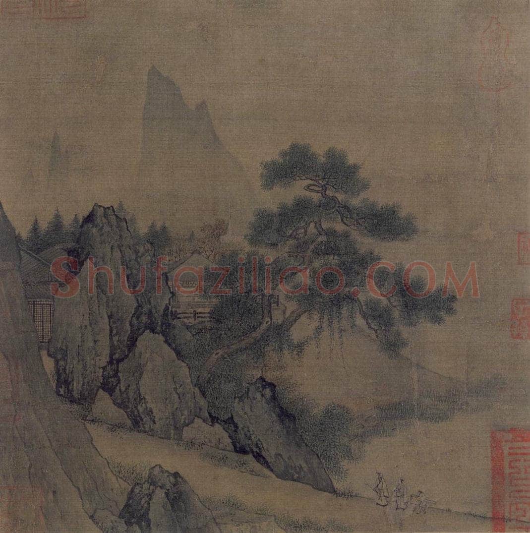 宋 佚名 《携琴闲步图》 书画作品