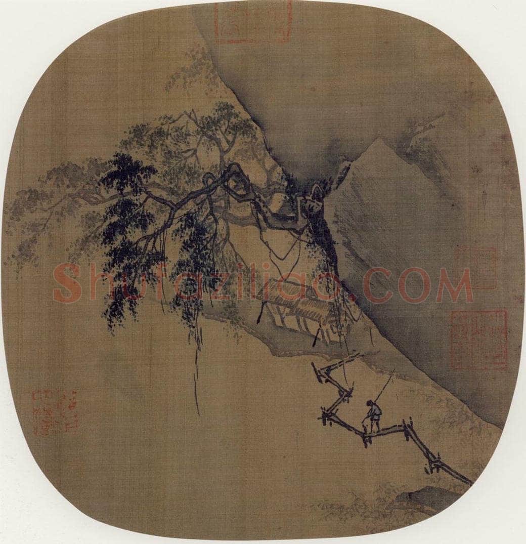 宋 佚名 《渔村归钓图》 书画作品