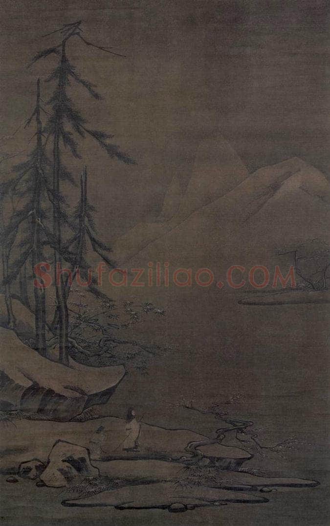 宋 佚名 《雪屐观梅图》 书画作品