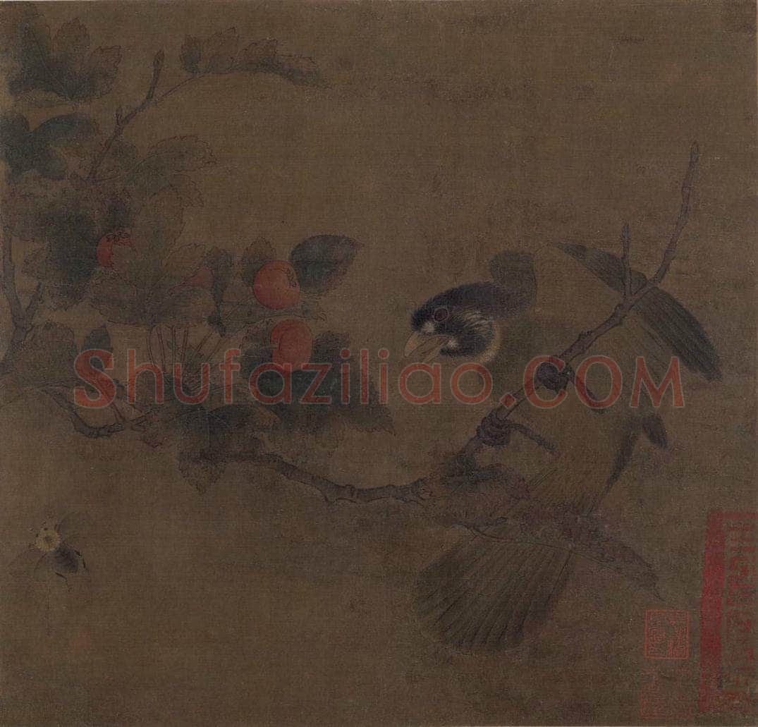 宋 佚名 《红果绿鸭图》 书画作品