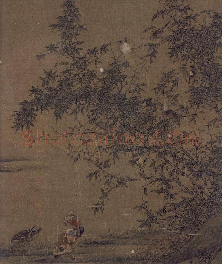宋 佚名 《竹汀鸳鸯图》 书画作品