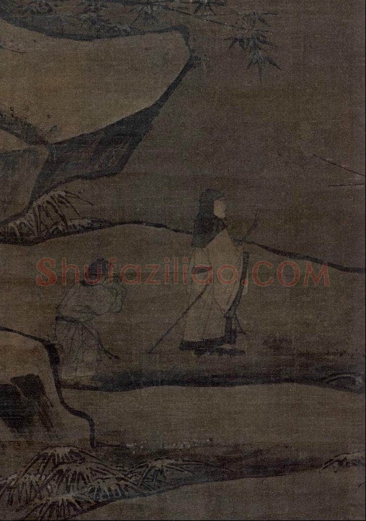 宋 佚名 《雪屐观梅图》 书画作品