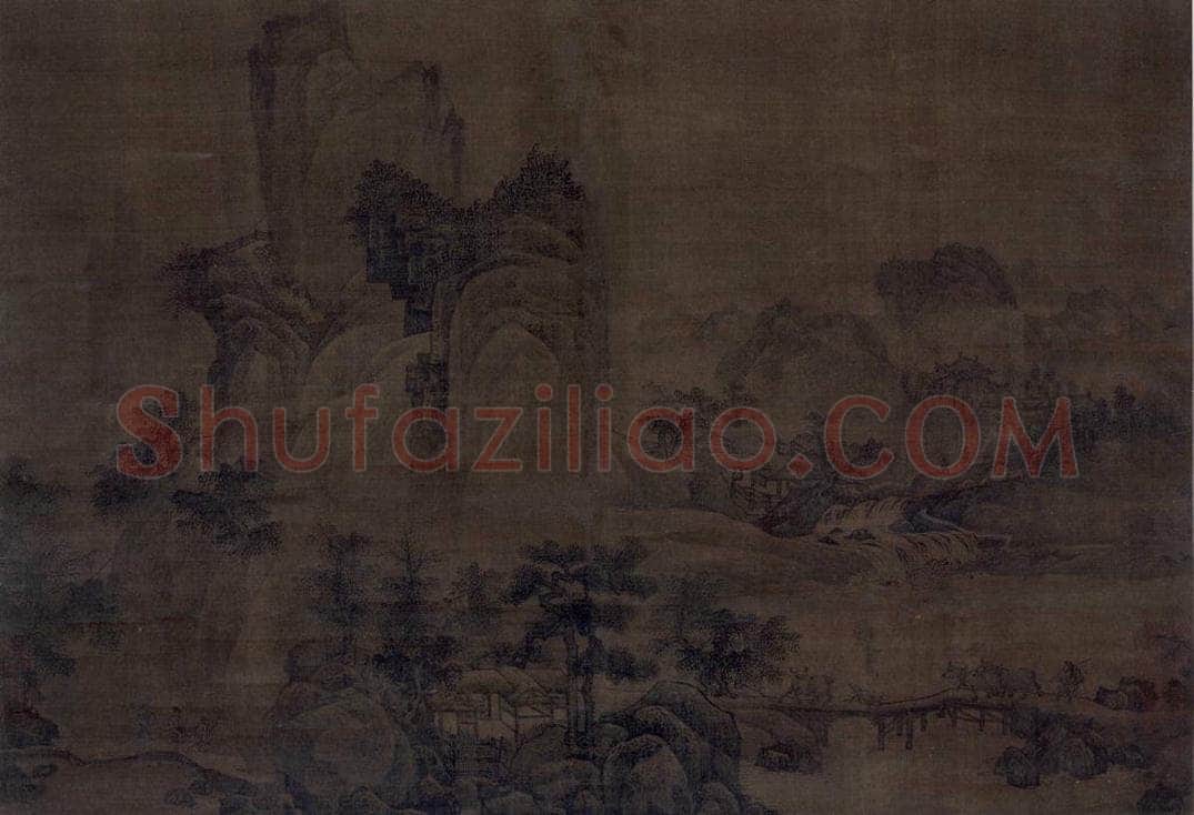 金 佚名 《溪桥归牧图》 书画作品