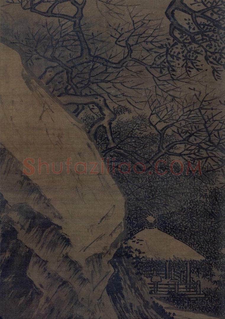宋 佚名 《雪峰寒艇图》 书画作品
