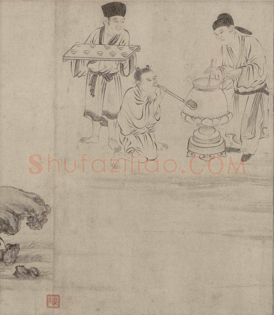宋 张激 《白莲社图》 书画作品