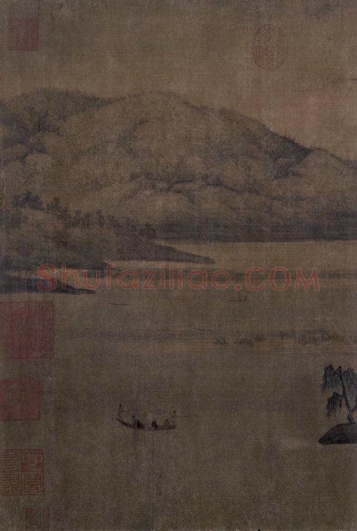 五代 董源 《夏景山口待渡图》 书画作品
