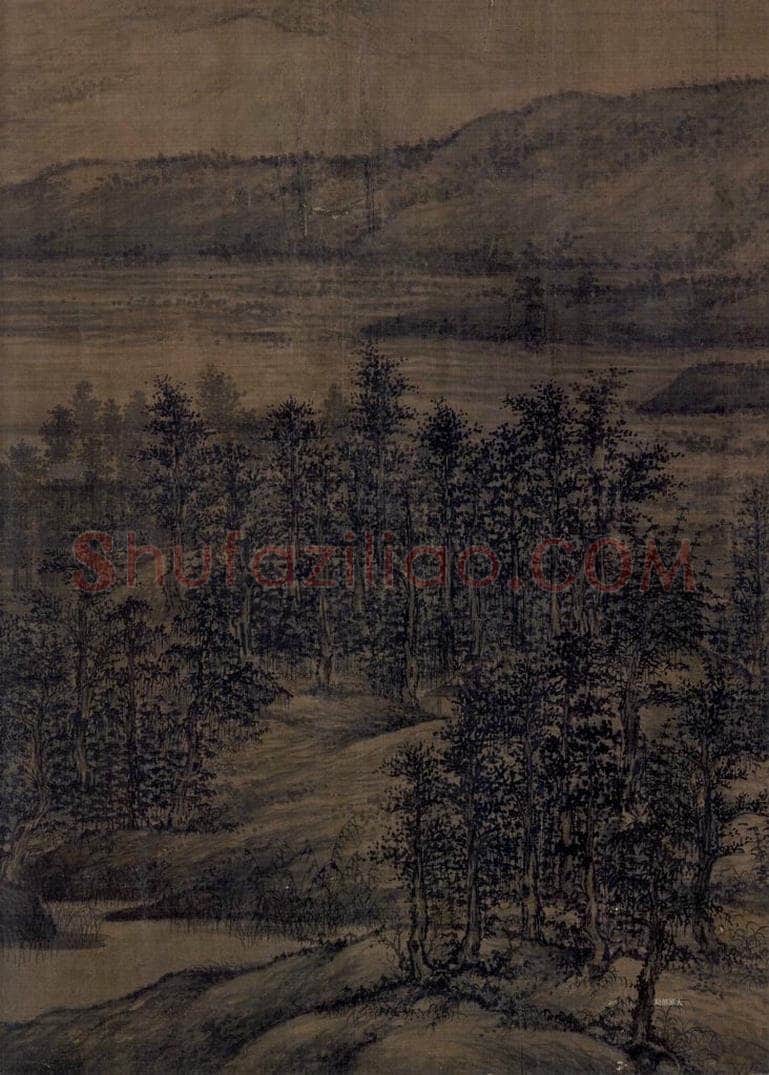 五代 董源 《夏景山口待渡图》 书画作品